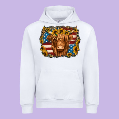 4th Of July Shaggy Cow Urban Hoodie Designed By Jasminsmagicworld