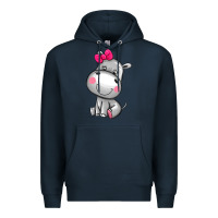 Navy cute hippopotamus Premium Hoodie - AdoDesignShop