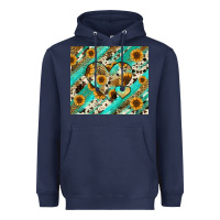 Navy leopard sunflower hearts Heavyweight Hoodie - RanaPortraitStore