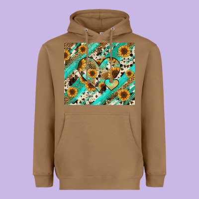 Heavyweight Hoodie leopard sunflower hearts