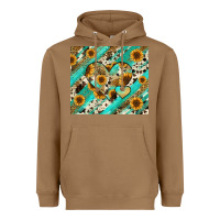 Toasted Coconut leopard sunflower hearts Heavyweight Hoodie - RanaPortraitStore