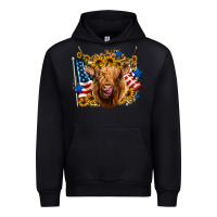 Black 4th of july shaggy cow leopard background Urban Hoodie - Jasminsmagicworld