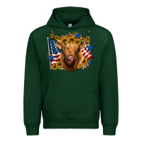 Forest Green 4th of july shaggy cow leopard background Urban Hoodie - Jasminsmagicworld