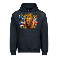 Navy 4th of july shaggy cow leopard background Urban Hoodie - Jasminsmagicworld