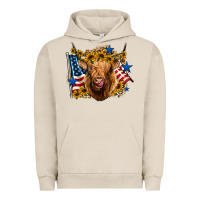 Pigment French Oak 4th of july shaggy cow leopard background Urban Hoodie - Jasminsmagicworld