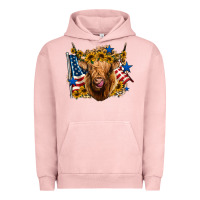 Pigment Salmon 4th of july shaggy cow leopard background Urban Hoodie - Jasminsmagicworld