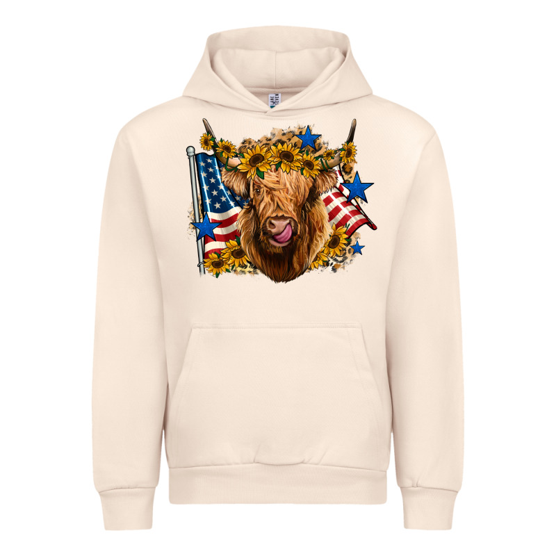 4th Of July Shaggy Cow Leopard Background Urban Hoodie by Jasminsmagicworld | Teevron