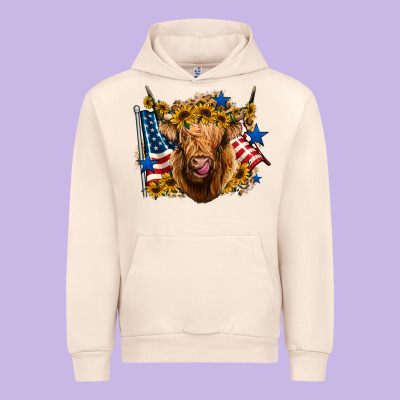 4th Of July Shaggy Cow Leopard Background Urban Hoodie Designed By Jasminsmagicworld