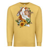 Antique Gold bunny with sunflowers Premium Sweatshirt - RanaPortraitStore