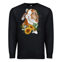 Black bunny with sunflowers Premium Sweatshirt - RanaPortraitStore