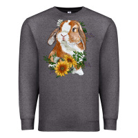 Charcoal Heather bunny with sunflowers Premium Sweatshirt - RanaPortraitStore