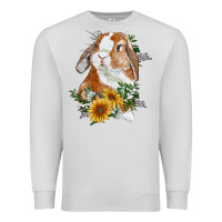 Dove Grey bunny with sunflowers Premium Sweatshirt - RanaPortraitStore