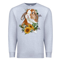 Heather Grey bunny with sunflowers Premium Sweatshirt - RanaPortraitStore