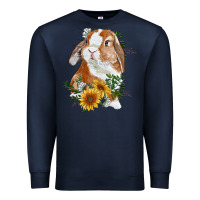 Navy bunny with sunflowers Premium Sweatshirt - RanaPortraitStore