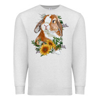 Oatmeal Heather bunny with sunflowers Premium Sweatshirt - RanaPortraitStore