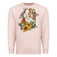 Pale Pink bunny with sunflowers Premium Sweatshirt - RanaPortraitStore