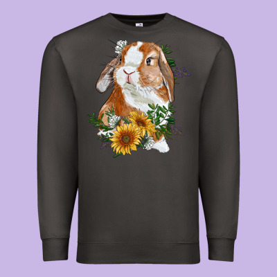 Bunny With Sunflowers Premium Sweatshirt Designed By Ranaportraitstore