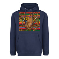 Navy serape leopard turquoise sunflowers cow Heavyweight Hoodie - RanaPortraitStore
