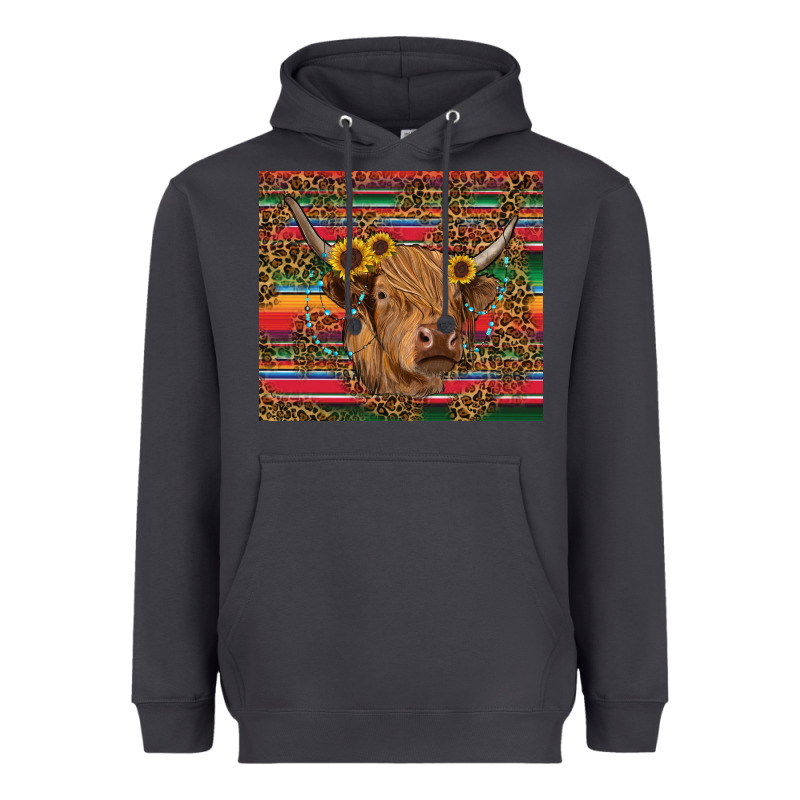 Serape Leopard Turquoise Sunflowers Cow Heavyweight Hoodie by RanaPortraitStore | Teevron