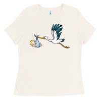 Bone stork with baby boy Ladies Tee - BarkalooDesign