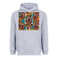 Heather Grey serape gemstone glitter cowhide lady of guadalupe Heavyweight Hoodie - RanaPortraitStore