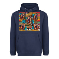 Navy serape gemstone glitter cowhide lady of guadalupe Heavyweight Hoodie - RanaPortraitStore