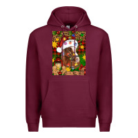 Burgundy Christmas horse Premium Hoodie - Artiststas