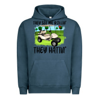 Pigment Midnight Navy they see me rollin' they hattin' Urban Hoodie - Artiststas
