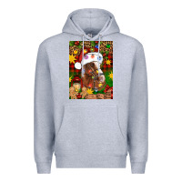 Heather Grey Christmas horse Premium Hoodie - Artiststas