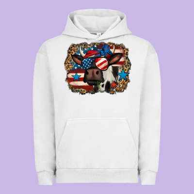 4th Of July Cow Urban Hoodie Designed By Jasminsmagicworld