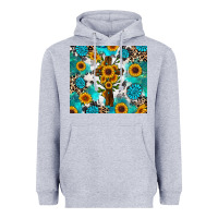 Heather Grey sunflower cross cowhide gemstones Heavyweight Hoodie - RanaPortraitStore