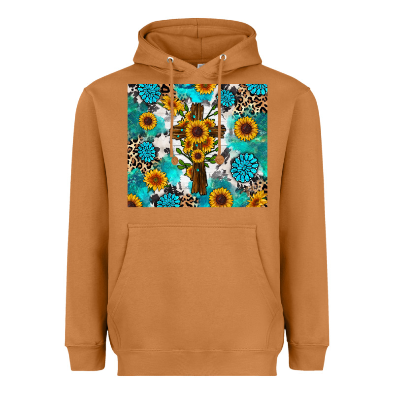 Sunflower Cross Cowhide Gemstones Heavyweight Hoodie by RanaPortraitStore | Teevron