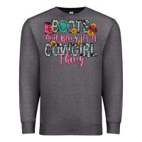 Charcoal Heather boots and bling it s a cowgirl thing Premium Sweatshirt - Zillion Design Studio