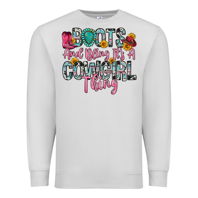 Boots And Bling It S A Cowgirl Thing Premium Sweatshirt by Zillion Design Studio | Teevron