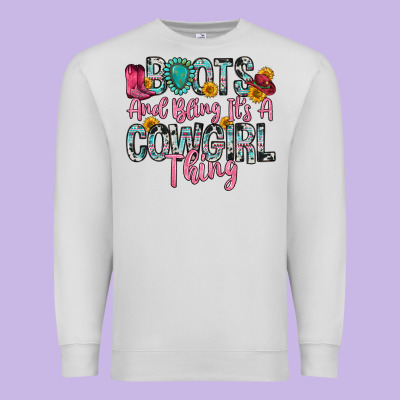 Boots And Bling It S A Cowgirl Thing Premium Sweatshirt Designed By Zillion Design Studio