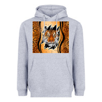 Heather Grey tiger scratch mark Heavyweight Hoodie - RanaPortraitStore