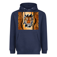 Navy tiger scratch mark Heavyweight Hoodie - RanaPortraitStore
