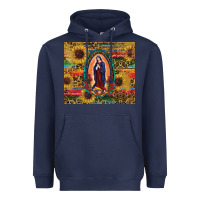 Navy sunflower serape lady of guadalupe Heavyweight Hoodie - RanaPortraitStore