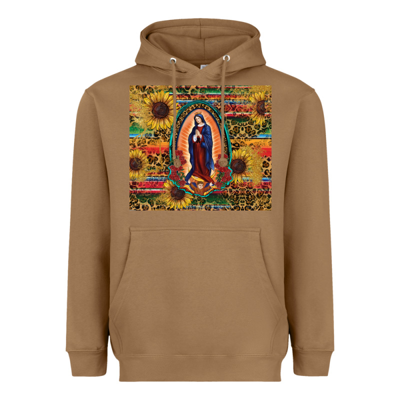 Sunflower Serape Lady Of Guadalupe Heavyweight Hoodie by RanaPortraitStore | Teevron