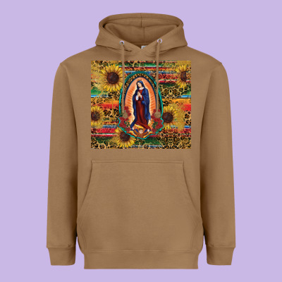 Heavyweight Hoodie sunflower serape lady of guadalupe