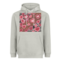 Moon Dust valentines day hearts with leopard and cowhide Heavyweight Hoodie - RanaPortraitStore
