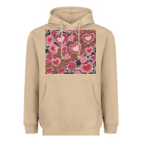 Mushroom valentines day hearts with leopard and cowhide Heavyweight Hoodie - RanaPortraitStore