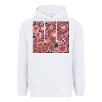 White valentines day hearts with leopard and cowhide Heavyweight Hoodie - RanaPortraitStore
