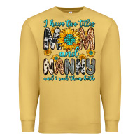 Antique Gold i have two titles mom and nanny and i rock them bo Premium Sweatshirt - Zillion Design Studio