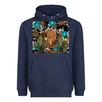 Navy western cow Heavyweight Hoodie - RanaPortraitStore