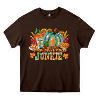 Chocolate Brown Pumpkin Spice Junkie Heavy Core Tee - CowhideDigitalArt