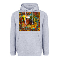 Heather Grey western horse and sunflower Heavyweight Hoodie - RanaPortraitStore