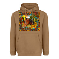 Toasted Coconut western horse and sunflower Heavyweight Hoodie - RanaPortraitStore