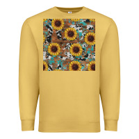Antique Gold western sunflowers turquoise cowhide seamless background Premium Sweatshirt - RanaPortraitStore