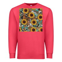 Cardinal western sunflowers turquoise cowhide seamless background Premium Sweatshirt - RanaPortraitStore
